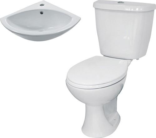 3 Piece Bathroom Suite With Toilet & Corner Basin. additional image