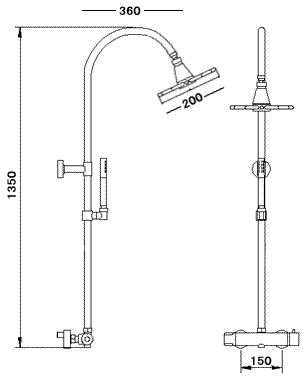Thermostatic Shower Set With Valve, Riser And Apron Head. additional image