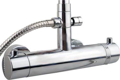 Thermostatic Shower Set With Valve, Riser And Round Head. additional image