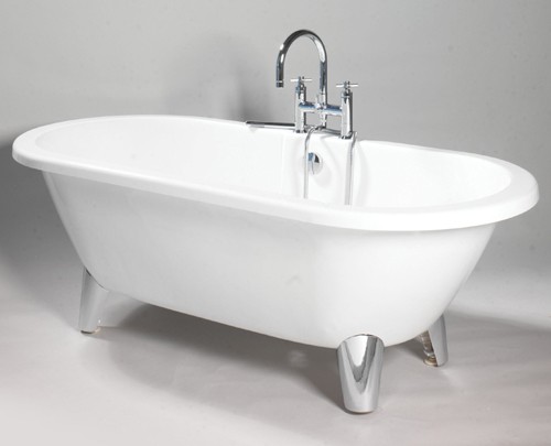 Mayfair 1760 Modern roll top (flat top) bath with chrome feet. additional image