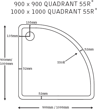 Slimline Quadrant Shower Tray. 900x900x40mm. additional image