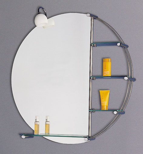 Bantry illuminated bathroom mirror with shelves.  800x800mm. additional image