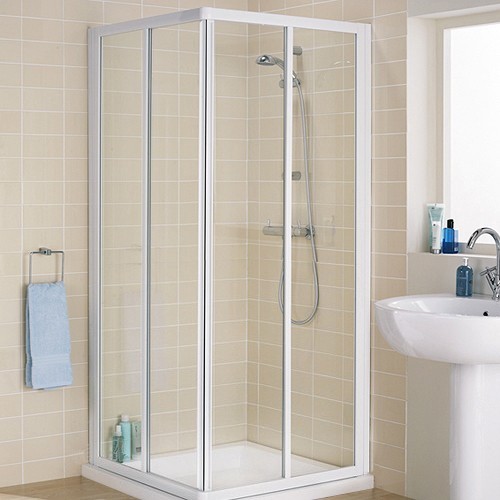 800mm Square Shower Enclosure & Tray (White). additional image