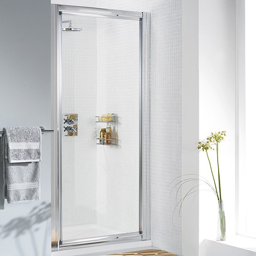 750mm Framed Pivot Shower Door (Silver). additional image