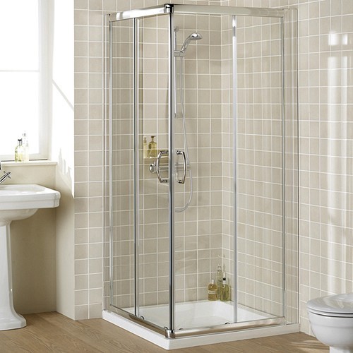 1000mm Square Shower Enclosure & Tray (Silver). additional image