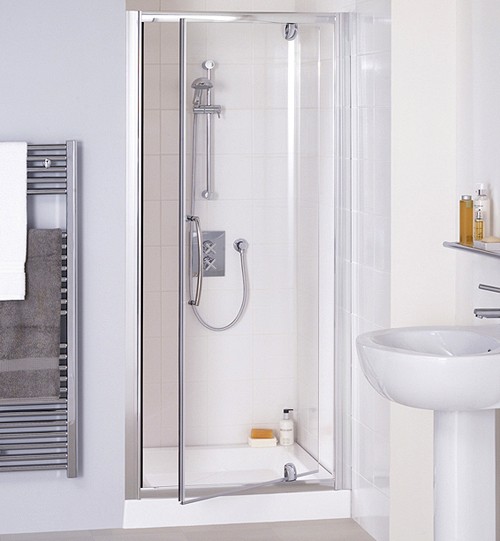 900mm Semi-Frameless Pivot Shower Door (Silver). additional image
