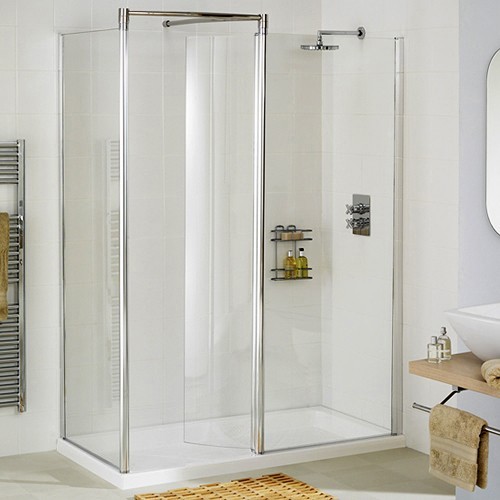 Left Hand 1400x800 Walk In Shower Enclosure & Tray (Silver). additional image