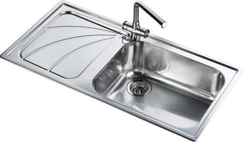 1.0 bowl stainless steel kitchen sink with left hand drainer. additional image