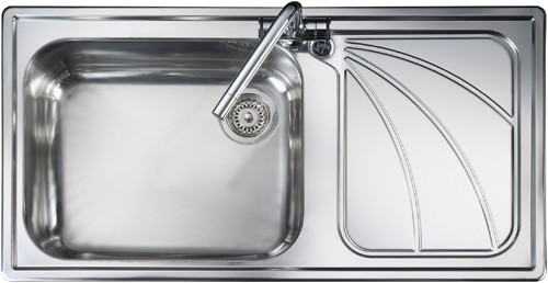 1.0 bowl stainless steel kitchen sink with right hand drainer. additional image