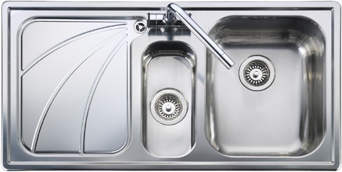 1.5 bowl stainless steel kitchen sink with left hand drainer. additional image