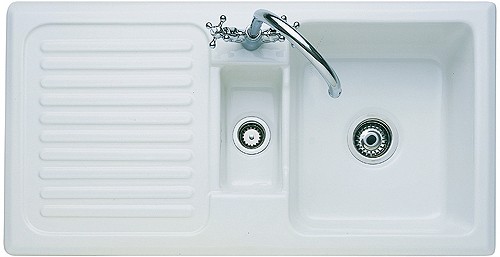 1.5 Bowl Ceramic Kitchen Sink, Left Hand Drainer. additional image