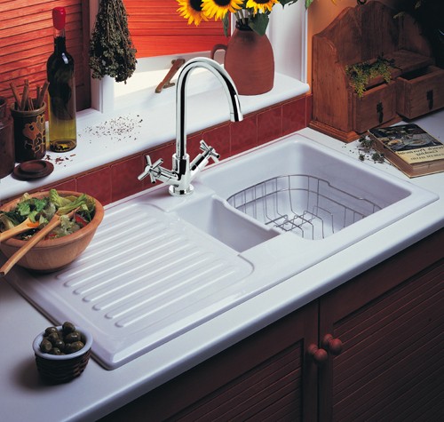 1.5 Bowl Ceramic Kitchen Sink, Left Hand Drainer. additional image