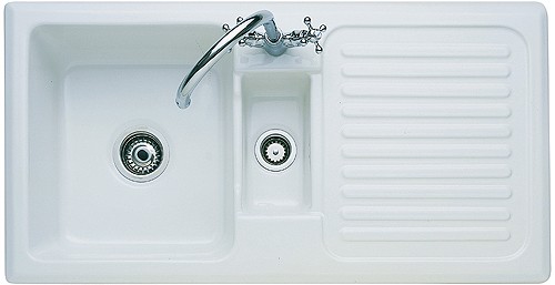 1.5 Bowl Ceramic Kitchen Sink, Right Hand Drainer. additional image