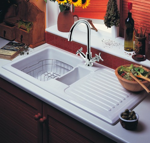 1.5 Bowl Ceramic Kitchen Sink, Right Hand Drainer. additional image