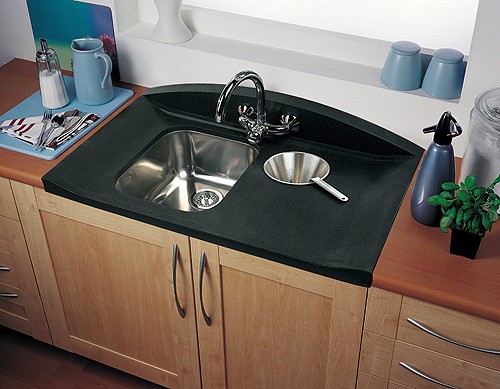 1.0 Bowl Neostone Sink, Right Hand Drainer. additional image