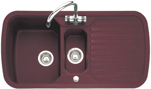 1.5 Bowl Rich Claret Sink With Chrome Tap & Waste. additional image