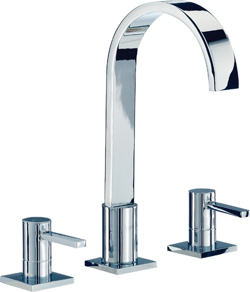 3 Tap Hole Basin Mixer Tap With Pop-Up Waste (Chrome). additional image