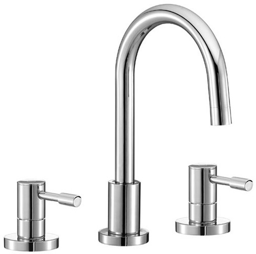 3 Tap Hole Basin Mixer Tap With Pop Up Waste (Chrome). additional image