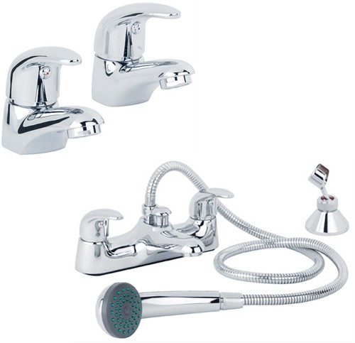 Basin & Bath Shower Mixer Tap Pack (Chrome). additional image
