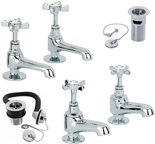 Basin & Bath Tap Pack With Wastes (Chrome). additional image
