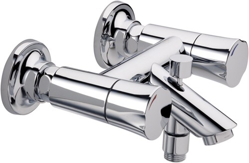 Wall Mounted Bath Shower Mixer Tap (Chrome). additional image