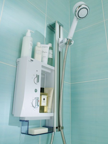 10.8kW Electric Shower With Storage (White & Chrome). additional image
