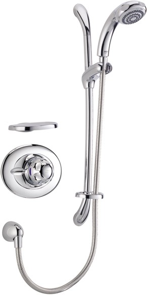 Concealed Thermostatic Shower Kit with Slide Rail in Chrome. additional image