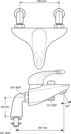 Bath Shower Mixer Tap With Shower Kit (Chrome). additional image