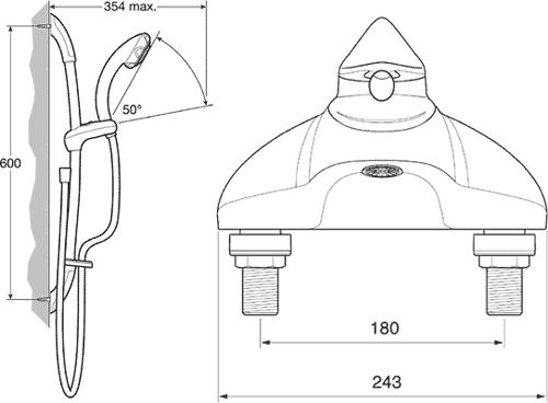 TMV2 Thermostatic Bath Shower Mixer Tap With Slide Rail Kit. additional image
