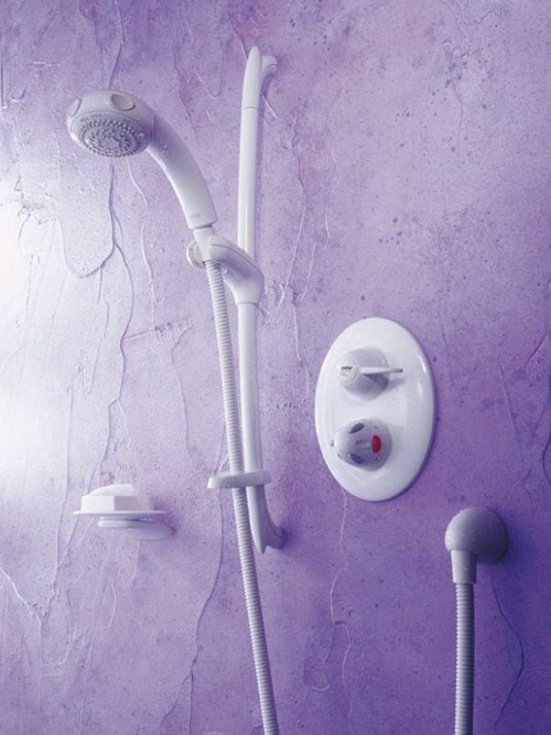 Concealed Thermostatic Shower Kit with Slide Rail in White. additional image