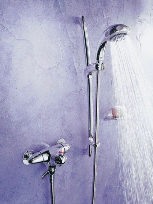Exposed Thermostatic Shower Kit with Slide Rail in Chrome. additional image