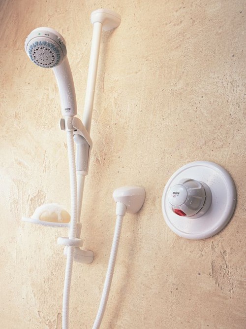 415 Concealed Shower Kit with Slide Rail in White. additional image