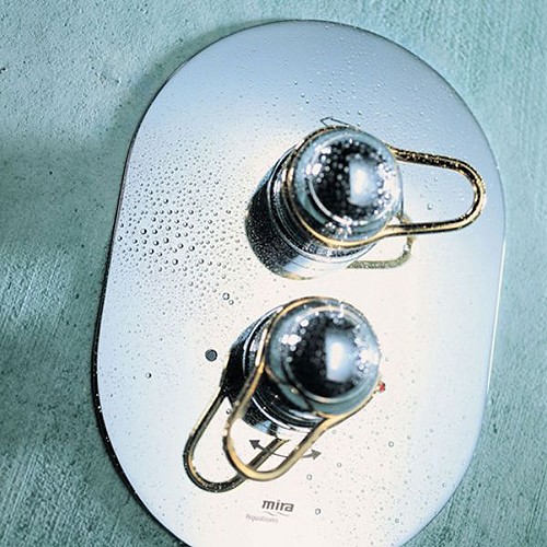 Thermostatic Twin Shower Valve Only (Chrome & Gold). additional image