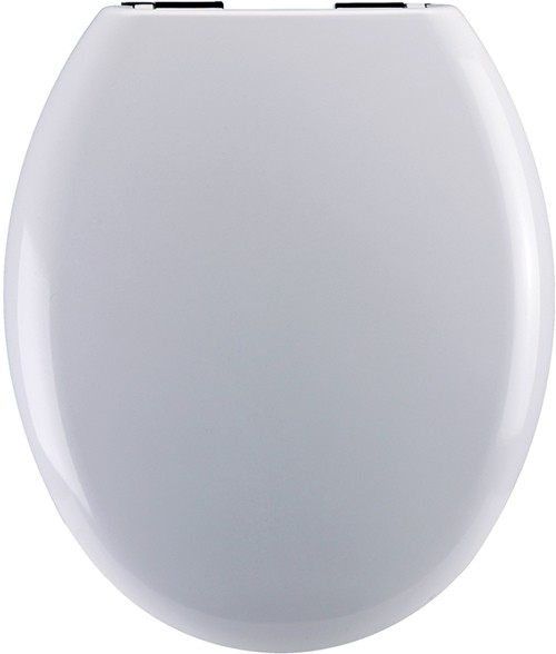 Luxury Soft Close Toilet Seat With Chrome Hinges (White). additional image
