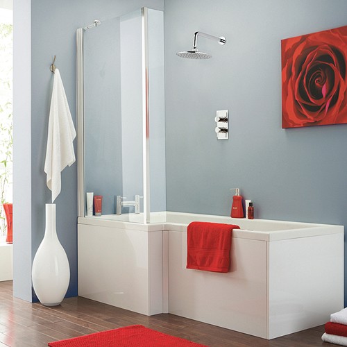 Square Shower Bath With Screen & Panels (Left Handed). additional image
