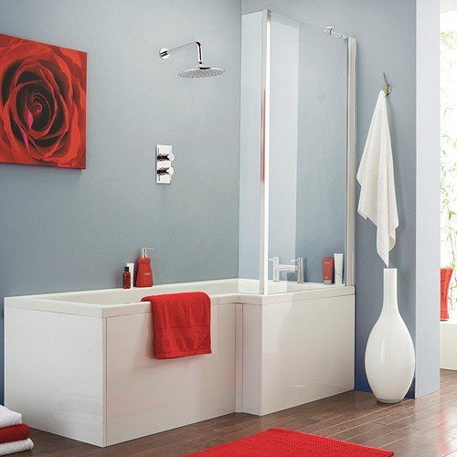 Square Shower Bath With Screen & Panels (Right Handed). additional image