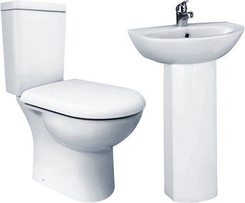 Knedlington 4 Piece Suite, Toilet, Seat & 500mm Basin. additional image
