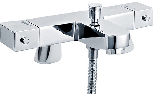 Modern Thermostatic Bath Shower Mixer Tap (Chrome). additional image