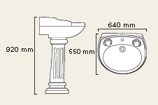 2 Tap Hole Basin and Pedestal. additional image