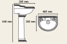 Ravel 2 Tap Hole Cloakroom Basin and Pedestal. additional image
