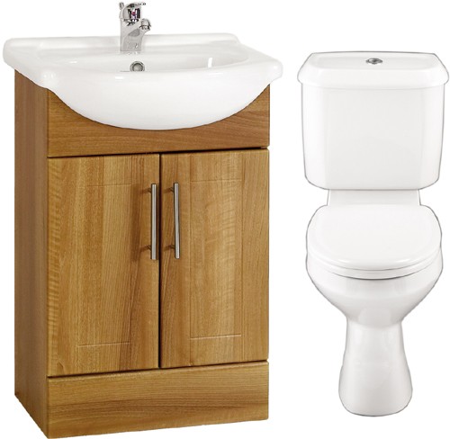 Cherry 550mm Vanity Suite With Vanity Unit, Basin, Toilet & Seat. additional image