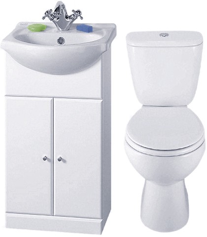4 Piece 450mm Bathroom Vanity Suite with WC, Cistern, Vanity, Basin. additional image