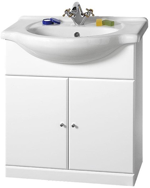 750mm Contour Vanity Unit with one piece ceramic basin. additional image