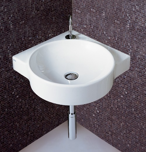 Corner Wall Hung Basin With 1 Tap Hole. 495 x 495mm. additional image