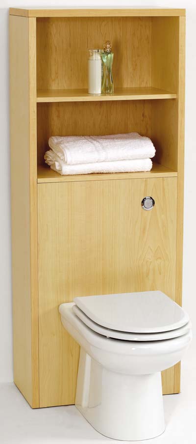 Monte Carlo back to wall toilet unit with shelves in maple (no pan). additional image