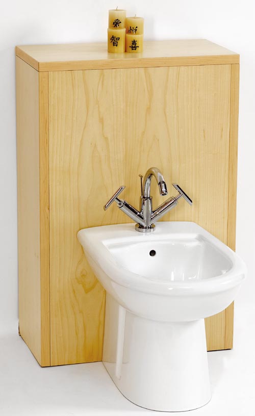 Monte Carlo complete back to wall bidet set in maple. additional image