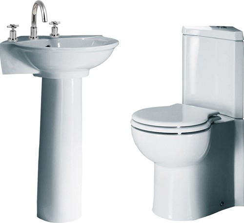 4 Piece Corner Bathroom Suite With 3 Tap Hole Basin. additional image