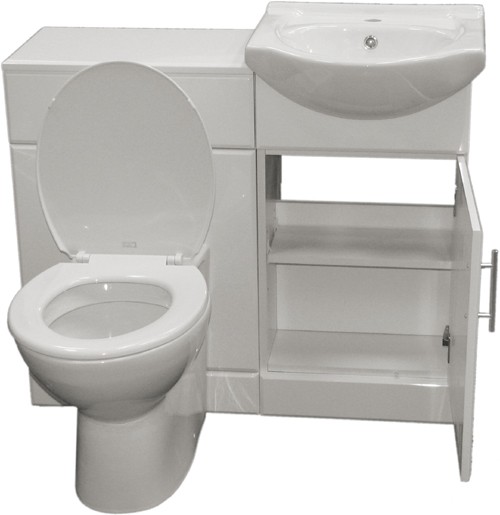 Complete Vanity Suite In White, Right Handed. 925x830x300mm. additional image