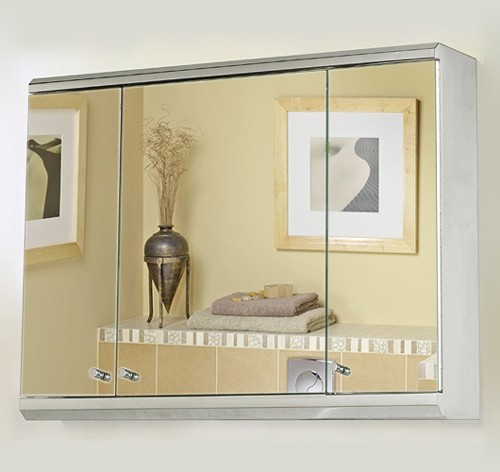 3 Door Mirror Bathroom Cabinet. 800x550x130mm. additional image