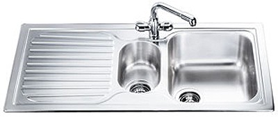 Cucina 1.5 Bowl Stainless Steel Kitchen Sink, Left Hand Drainer. additional image
